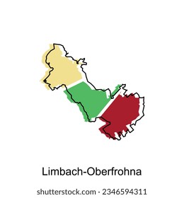 Limbach Oberfrohna Stadtplan. Vektorplan der Deutschen Country-Design-Vorlage mit umrissem, farbigem Stil auf weißem Hintergrund