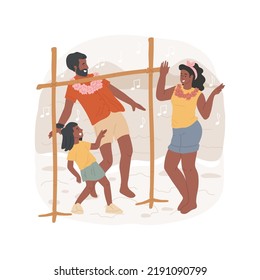 Limbo Beach Dance Isolated Cartoon Vector Illustration. Kids And Adult Doing Limbo At The Beach, Seaside Dance Activity, Person Doing Back Bend, Summer Vacation, Family Travel Vector Cartoon.