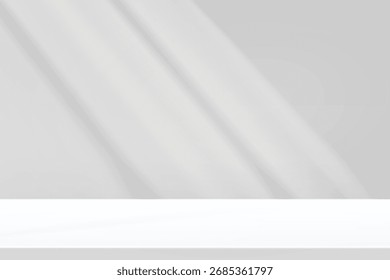 Limbo bg with shadow from window on wall and sunlight across empty studio background for minimalist product presentation. Clean interior space with natural light patterns and soft gradient effects.