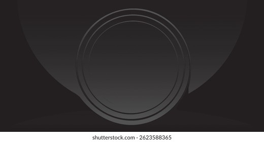 schwarzer Hintergrund. Abstrakter dunkler Farbverlauf. Farbwand von Studio, Raum, Ständer für Produktpräsentation oder Foto. Modernes Banner mit leerem Platz für Werbetexte. Vektorgrafik.