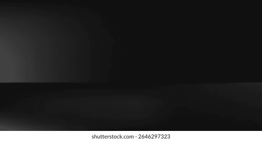 Limbo fondo negro. Abstractas fondo de gradiente oscuro. Pared del color del estudio, sitio, soporte para la exhibición del producto o la foto. Moderno Anuncio con espacio vacío para texto publicitario. Ilustración vectorial.