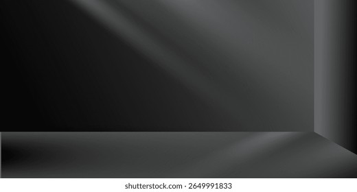 Limbo fondo negro. Abstractas fondo de gradiente oscuro. Pared del color del estudio, sitio, soporte para la exhibición del producto o la foto. Moderno Anuncio con espacio vacío para texto publicitario. Ilustración vectorial.