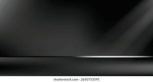 schwarzer Hintergrund. Abstrakter dunkler Farbverlauf. Farbwand von Studio, Raum, Ständer für Produktpräsentation oder Foto. 