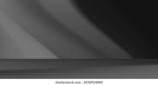 Fundo preto limbo. Fundo de gradiente escuro abstrato. Parede de cor do estúdio, quarto, ilustração de vetor moderno eps10.