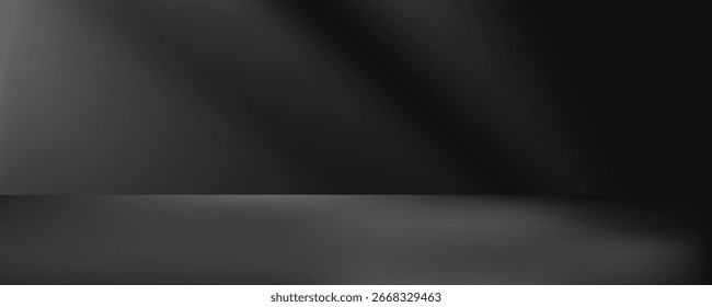 Limbo fondo negro. Abstractas fondo de gradiente oscuro. Pared del color del estudio, sitio, soporte para la exhibición del producto o la foto. Moderno Anuncio con espacio vacío para texto publicitario. eps 10