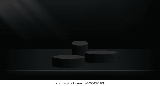 Limbo fondo negro. Abstractas fondo de gradiente oscuro. Pared del color del estudio, sitio, soporte para la exhibición del producto o la foto. Moderno Anuncio con espacio vacío para texto publicitario. Ilustración vectorial.eps10