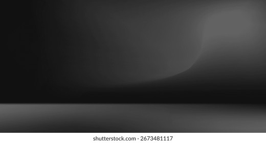 Limbo black background. Abstract dark gradient backdrop. Color wall of studio, room, stand for product display or photo. Modern banner with empty place for advertising text best