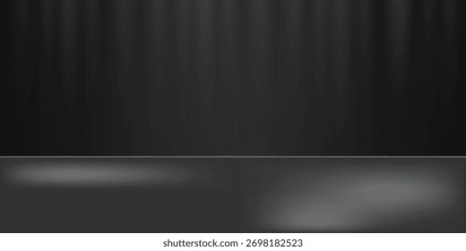 Limbo fondo negro. Abstractas fondo de gradiente oscuro. Pared del color del estudio, sitio, soporte para la exhibición del producto o la foto. Moderno Anuncio con espacio vacío para texto publicitario. Eps10