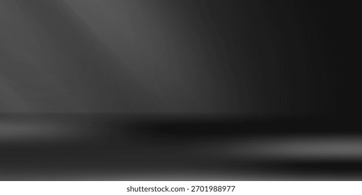 Fundo preto limbo. Fundo de gradiente escuro abstrato. Parede colorida do estúdio, quarto, suporte para exposição do produto ou foto. Banner moderno com espaço vazio para texto publicitário