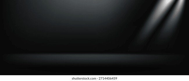 Limbo black background. Abstract dark gradient backdrop. Color wall of studio, room, stand for product display or photo. Modern banner with empty place for advertising text. eps 10

