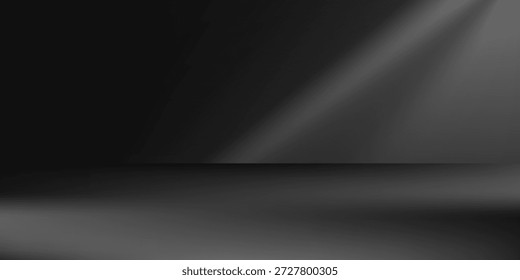 Limbo fondo negro. Abstractas fondo de gradiente oscuro. Pared del color del estudio, sitio, soporte para la exhibición del producto o la foto. Moderno Anuncio con espacio vacío para texto publicitario. Ilustración vectorial.