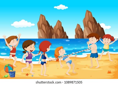 Limbo Dance On The Beach Illustration