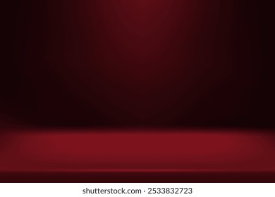 Fundo maroon limbo. Fundo de gradiente escuro abstrato. Parede colorida do estúdio, quarto, suporte para exposição do produto ou foto. Banner moderno com espaço vazio para texto publicitário. Ilustração vetorial.