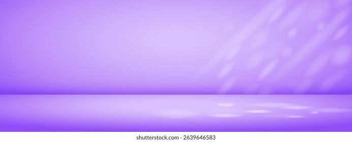 Limbo purple background with sun rays. Abstract studio gradient bg. Modern banner with empty space for advertising text. Vector illustration