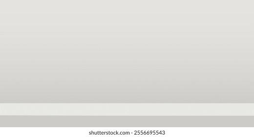 Limbo white background. Abstract light gradient backdrop. White wall of studio, room, stand for product display or photo. Modern banner with empty place for advertising text. Vector illustration.