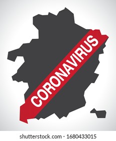 Limburg BELGIUM province map with Coronavirus warning illustration