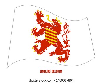 Limburg Flag Waving Vector Illustration on White Background. Provinces Flags of Belgium.