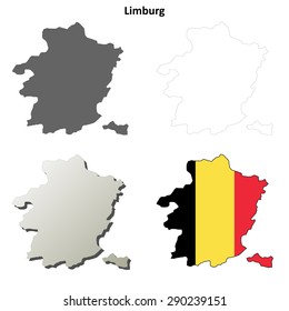 Limburg (Flanders) outline map set - Belgian version
