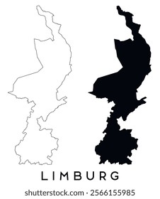 Limburg Netherlands map outline and black silhouette vector