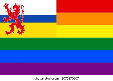 limburg and rainbow flags. vector illustration 2:3
