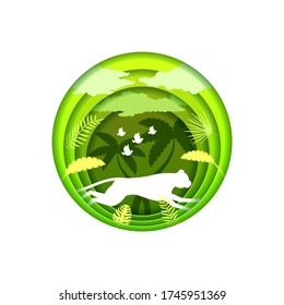 Lime Abstract Paper Cut Tree Design Elements Vector Background Cheetah Africa