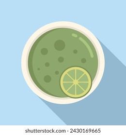 Lime aliment cream soup icon flat vector. Restaurant gourmet. Stew savory fare