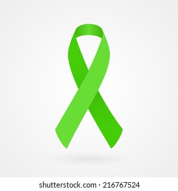 Lime Awareness Ribbon. Fabric texture. Vector illustration, flat design