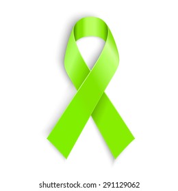 Lime Awareness Ribbon in white background. Vector illustration