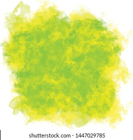 Lime background with juicy colors. Watercolor screen ideal as a texture for nature, tropical and fruity painting. Green-yellow water stain. Abstract vector paint, isolated on white background.
