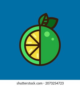 Lime. Beautiful, bright, simple icon in a flat style. Isolate. Vector illustration. Drawing.