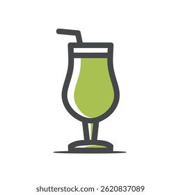 Lime beverage sits inside glass drink scene isolated