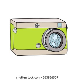 lime camera  cartoon sketch yand drawn. Illustration vector