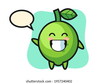 Lime cartoon character doing wave hand gesture, cute style design for t shirt, sticker, logo element