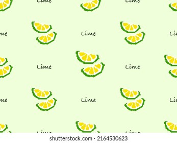 Lime cartoon character seamless pattern on green background. Pixel style.