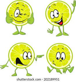 lime cartoon with hands isolated on white background