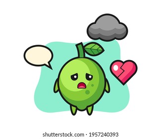 Lime cartoon illustration is broken heart, cute style design for t shirt, sticker, logo element