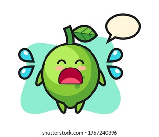 Lime cartoon illustration with crying gesture, cute style design for t shirt, sticker, logo element