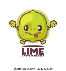 lime cartoon mascot. fruits vector illustration. isolated on a white background