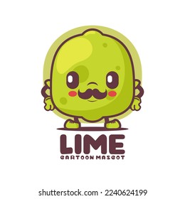 lime cartoon mascot. fruits vector illustration. isolated on a white background