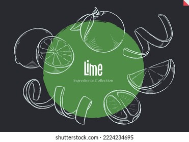Lime, Chalk sketches, Ingredient Collection