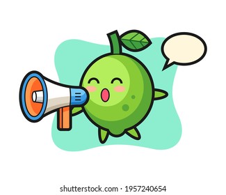 Lime character illustration holding a megaphone, cute style design for t shirt, sticker, logo element