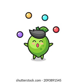 the lime circus cartoon juggling a ball , cute style design for t shirt, sticker, logo element