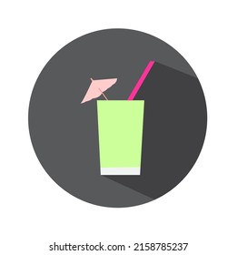Lime cocktail icon with umbrella isolated on white background