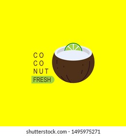 lime in a coconut logo, with coconut fresh letter