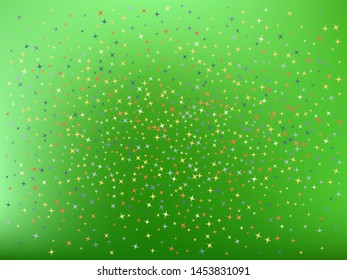 Lime color background. Stars confetti. Minimal colorific fantasy. Stars confetti. Background confetti with stars.
