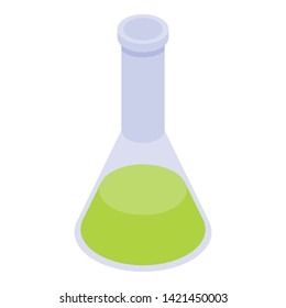 Lime color flask icon. Isometric of lime color flask vector icon for web design isolated on white background
