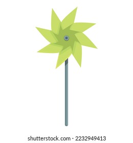 Lime color vane icon cartoon vector. Paper toy. Pin wheel