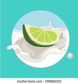lime in cream milk splash flat design