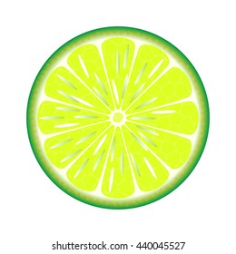 lime  in a cut on a white background
