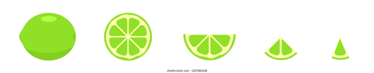 Lime. Cut lime with slices isolated over white background Vector illustration